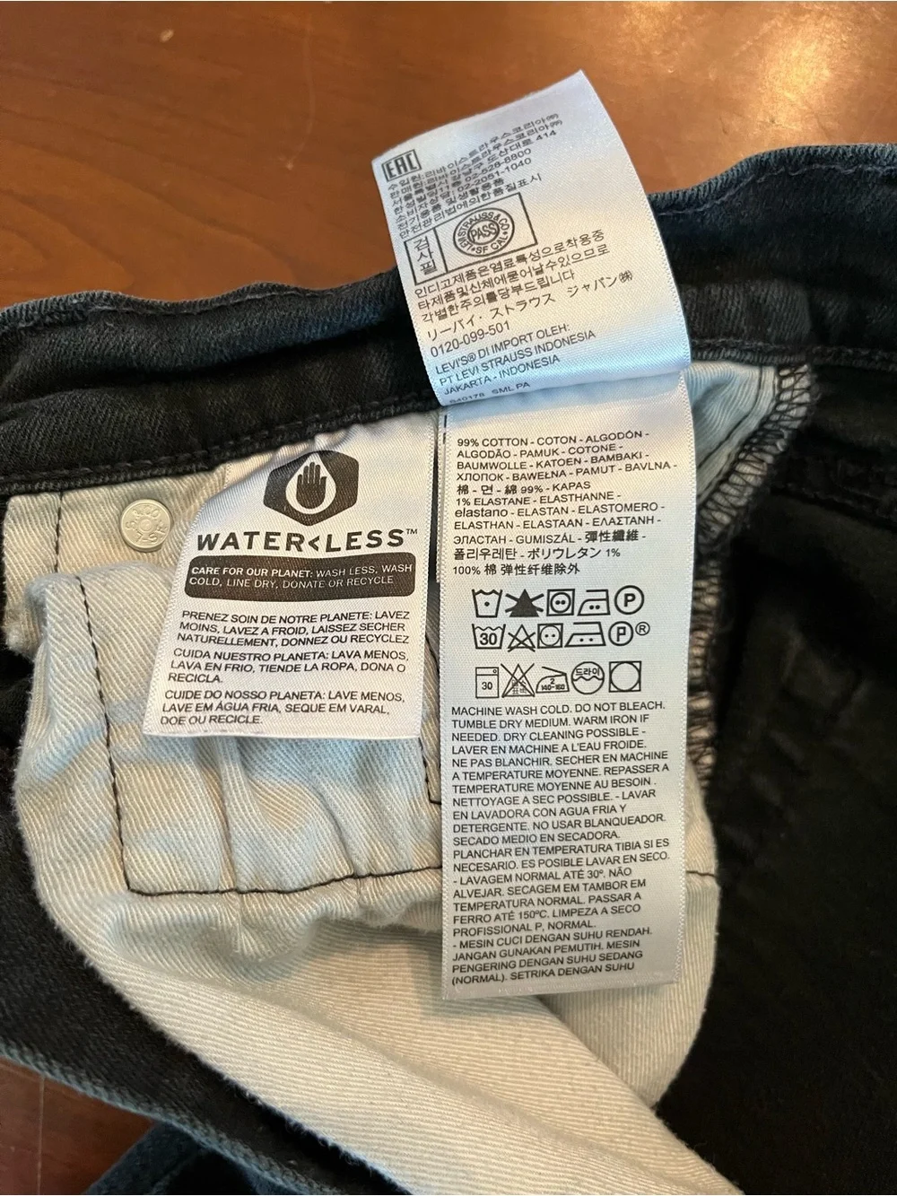 Levi's 511 Slim Fit Black Jean Waterless Men's Denim W33 L34